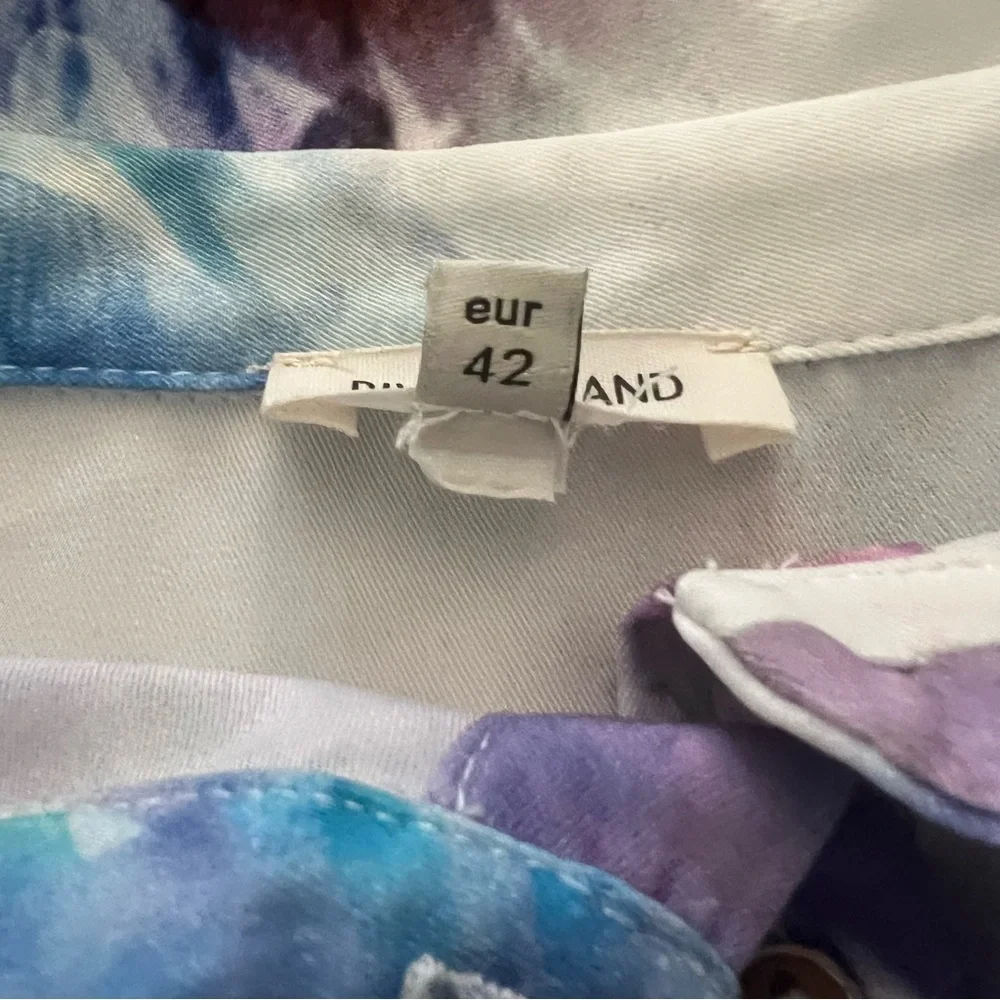 EUC River Island Watercolor Flowy Floral Button Down Shirt Dress Sz UK 16 US 12 - Picture 5 of 11